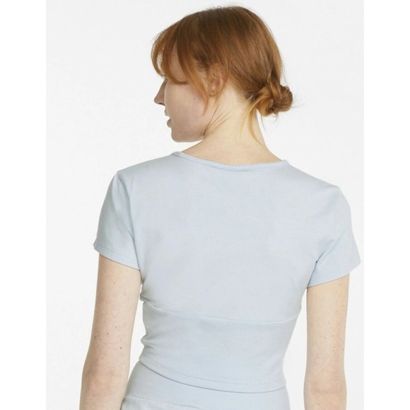 Puma Women's Classic Structured Crop Basic T-shirt Blue Size M - Picture 8 of 11